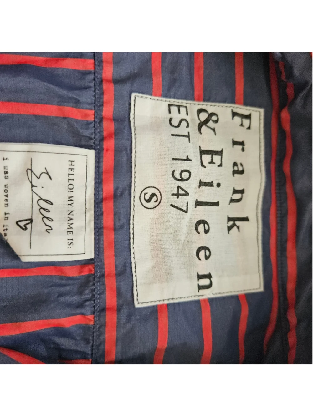 Frank and Eileen Eileen Blue White Striped Collared Button Up Womens Small - Picture 2 of 5
